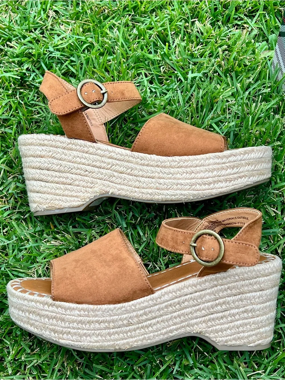 NWT Chunky Platform Wedge Espadrilles Tan brown Morgan 7.5 retro 70’s chunky
